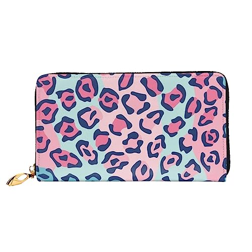 PEIXEN Pink Lepard Leder Geldbörse Kreditkartenetui Geldbörse Reißverschluss um Lange Münzbörse Handy Clutch, Schwarz, One Size, Schwarz , Einheitsgröße von PEIXEN