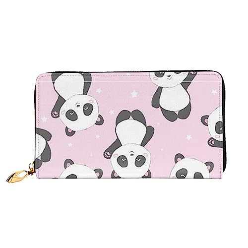 PEIXEN Pink Panda Leder Geldbörse Kreditkartenetui Geldbörse Reißverschluss um Lange Münzbörse Handy Clutch, Schwarz, Einheitsgröße, Schwarz , Einheitsgröße von PEIXEN