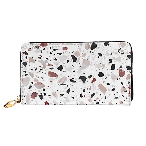 PEIXEN Red Terrazzo Leder Geldbörse Kreditkartenetui Geldbörse Reißverschluss um Lange Münzbörse Handy Clutch, Schwarz, Einheitsgröße, Schwarz , Einheitsgröße von PEIXEN