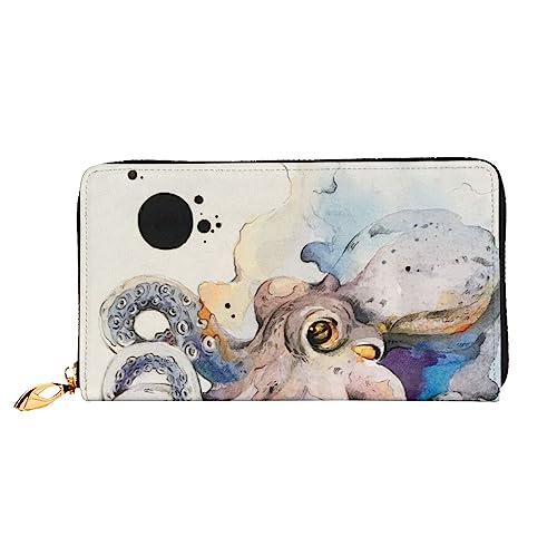 PEIXEN Retro Octopus Leder Geldbörse Kreditkartenetui Geldbörse Reißverschluss um Lange Münzbörse Telefon Clutch, Schwarz, Einheitsgröße, Schwarz , Einheitsgröße von PEIXEN