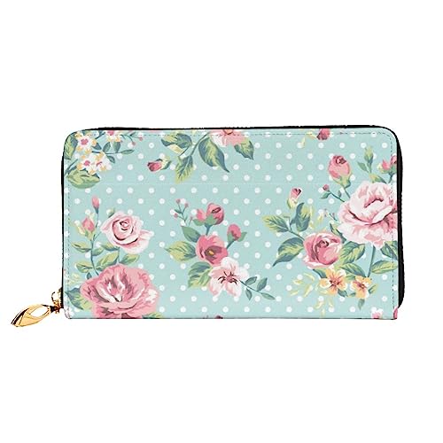 PEIXEN Rosa Rose Blumen Leder Geldbörse Kreditkartenetui Geldbörse Reißverschluss um Lange Münzbörse Handy Clutch, Schwarz, Einheitsgröße, Schwarz , Einheitsgröße von PEIXEN