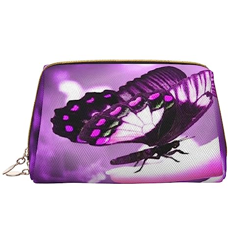 PEIXEN Schmetterling auf Finger Make-up Tasche PU Leder Reise Kosmetiktasche Tragbare Reißverschluss Kulturbeutel Aufbewahrungstasche Für Frauen, Weiß, Einheitsgröße, weiß, Einheitsgröße von PEIXEN