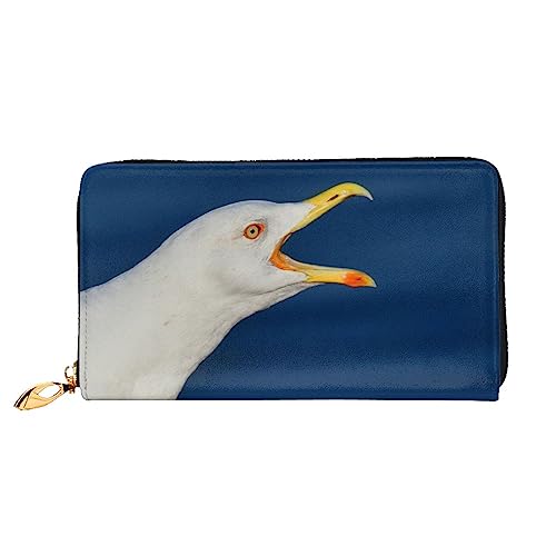 PEIXEN Seagull Leder Geldbörse Kreditkartenetui Geldbörse Reißverschluss um Lange Münzbörse Telefon Clutch, Schwarz , Einheitsgröße von PEIXEN