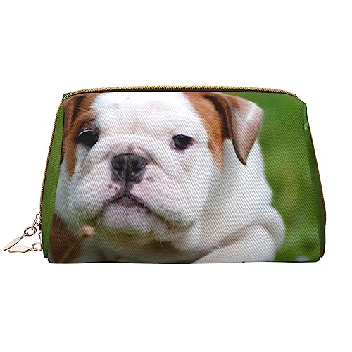 PEIXEN Süße Bulldogge Welpe Make-up Tasche PU Leder Reise Kosmetiktasche Tragbare Reißverschluss Kulturbeutel Aufbewahrungstasche Für Frauen, Weiß, Einheitsgröße, weiß, Einheitsgröße von PEIXEN