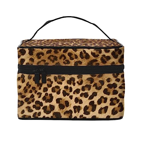 PEIXEN Süße Leoparden-Make-up-Tasche, Kosmetiktasche, tragbare Kulturtasche, Aufbewahrung, Organizer, Reise-Make-up-Tasche für Frauen, schwarz, Einheitsgröße, Schwarz , Einheitsgröße von PEIXEN