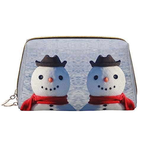 PEIXEN Süße Schneemann Make-up Tasche PU Leder Reise Kosmetiktasche Tragbare Reißverschluss Kulturbeutel Aufbewahrungstasche Für Frauen, Weiß, Einheitsgröße, weiß, Einheitsgröße von PEIXEN