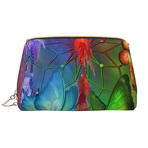 PEIXEN Traumfänger Schmetterling Make-up Tasche PU Leder Reise Kosmetiktasche Tragbare Reißverschluss Kulturbeutel Aufbewahrungstasche Für Frauen, Weiß, Einheitsgröße, weiß, Einheitsgröße von PEIXEN