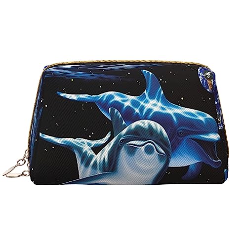 PEIXEN dolphin earth Make-up-Tasche PU-Leder Reise Kosmetiktasche Tragbare Reißverschluss Kulturbeutel Aufbewahrungstasche Für Frauen, Weiß, Einheitsgröße, weiß, Einheitsgröße von PEIXEN