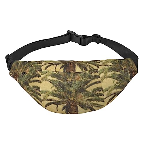 Palm Tree Tropical Fanny Pack Leichte Hüfttasche für Damen Herren Gürteltasche Reise Sling Bag für Wandern Laufen Radfahren, Schwarz , Einheitsgröße, Lässiger Tagesrucksack von PEIXEN