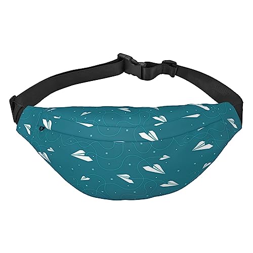 Paper Plane Bauchtasche Leichte Hüfttasche für Damen Herren Gürteltasche Reise Sling Bag für Wandern Laufen Radfahren, Schwarz , Einheitsgröße, Lässiger Tagesrucksack von PEIXEN