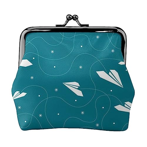 Papierflugzeug Münzbörse Kiss Lock Change Purse Leder Kleingeldbeutel Kleine Frauen Geldbörse Tasche für Geschenke, Schwarz, Einheitsgröße, Mode, Schwarz , Einheitsgröße, modisch von PEIXEN