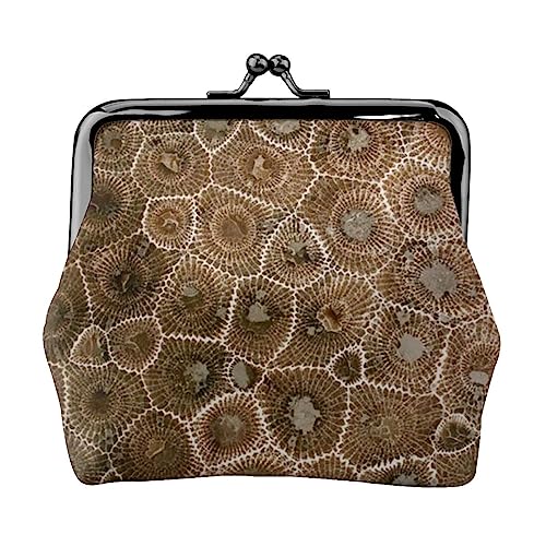 Petoskey Stone Coin Purse Kiss Lock Change Purse Leather Change Pouch Small Women Wallet Bag for Gifts, Black, One Size, Fashion, Schwarz , Einheitsgröße, modisch von PEIXEN