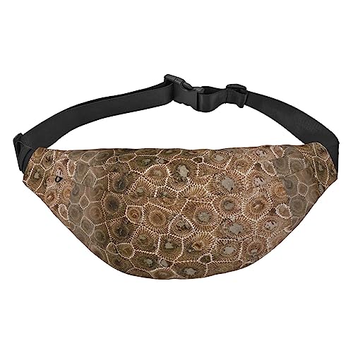 Petoskey Stone Fanny Pack Leichte Hüfttasche für Damen Herren Gürteltasche Reise Sling Bag für Wandern Laufen Radfahren, Schwarz , Einheitsgröße, Lässiger Tagesrucksack von PEIXEN