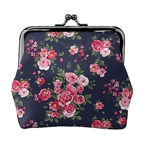 Pfingstrose Blumen Geldbörse Kiss Lock Change Geldbörse Leder Kleingeld Pouch Kleine Frauen Geldbörse Tasche für Geschenke, Schwarz, Einheitsgröße, Mode, Schwarz , Einheitsgröße, modisch von PEIXEN