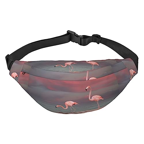 Pink Flamingo Fanny Pack Leichte Hüfttasche für Damen Herren Gürteltasche Reise Sling Bag für Wandern Laufen Radfahren, Schwarz, Einheitsgröße, Schwarz , Einheitsgröße von PEIXEN