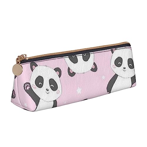 Pink Panda Federmäppchen Leder Federmäppchen Tragbare Kosmetiktasche Dreieck Stifttasche Aufbewahrungstasche für Arbeit Büro Reisen, weiß, Einheitsgröße von PEIXEN