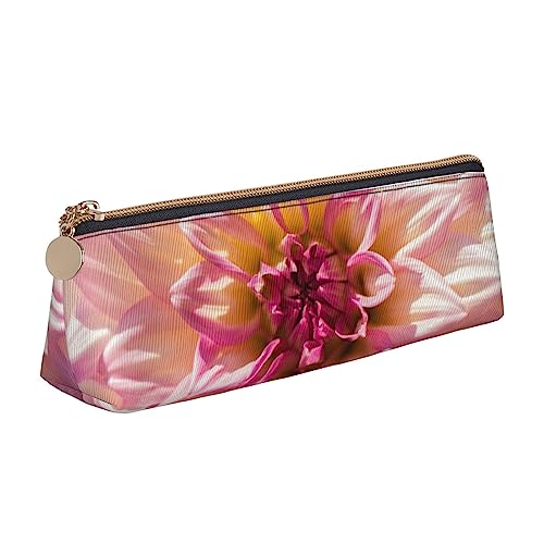 Pink Petals Pencil Case Leather Pencil Pouch Portable Cosmetic Bag Triangle Pen Bag Storage Bag for Work Office Travel, weiß, Einheitsgröße, Münzbeutel von PEIXEN