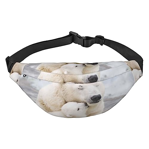 Polar Bear Love Fanny Pack Leichte Hüfttasche für Damen Herren Gürteltasche Reise Sling Bag für Wandern Laufen Radfahren, Schwarz , Einheitsgröße, Lässiger Tagesrucksack von PEIXEN