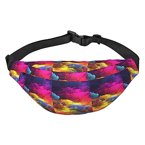 Rainbow Clouds Bauchtasche Leichte Hüfttasche für Damen Herren Gürteltasche Reise Sling Bag für Wandern Laufen Radfahren, Schwarz , Einheitsgröße, Lässiger Tagesrucksack von PEIXEN