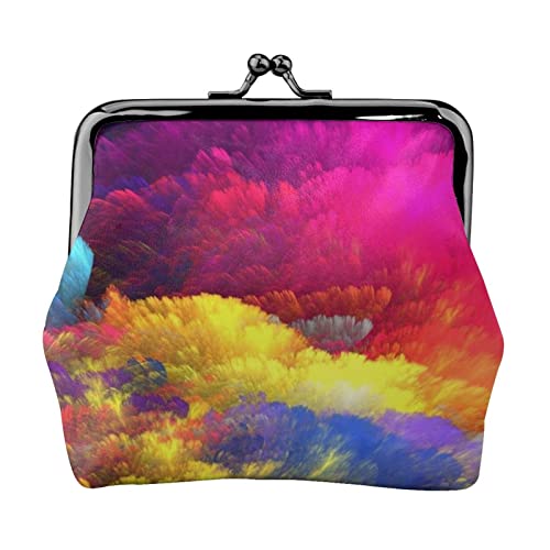 Rainbow Clouds Münzbörse Kiss Lock Wechselgeldbörse Leder Kleingeldbeutel Kleine Frauen Geldbörse Tasche für Geschenke, Schwarz , Einheitsgröße, Münzbeutel von PEIXEN