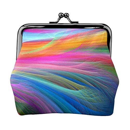 Rainbow Ocean Münzgeldbörse Kiss Lock Wechselgeldbörse Leder Kleingeldbeutel Kleine Frauen Geldbörse Tasche für Geschenke, Schwarz , Einheitsgröße, Münzbeutel von PEIXEN