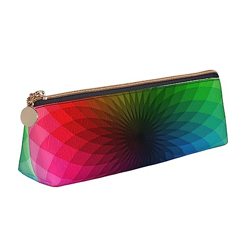 Rainbow Palette Federmäppchen Leder Bleistift Tasche Tragbare Kosmetiktasche Dreieck Stifttasche Aufbewahrungstasche für Arbeit Büro Reisen, weiß, Einheitsgröße von PEIXEN