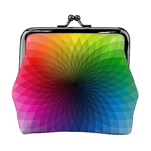 Rainbow Palette Geldbörse Kuss Schloss Kleingeld Geldbörse Leder Kleingeld Pouch Kleine Frauen Geldbörse Tasche für Geschenke, Schwarz , Einheitsgröße, Münzbeutel von PEIXEN