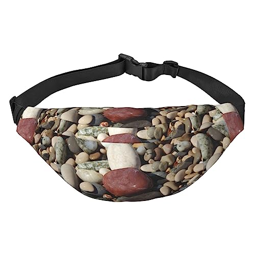 Sea Pebble Rocks Stones Fanny Pack Leichte Hüfttasche für Damen Herren Gürteltasche Reise Sling Bag für Wandern Laufen Radfahren, Schwarz , Einheitsgröße, Lässiger Tagesrucksack von PEIXEN