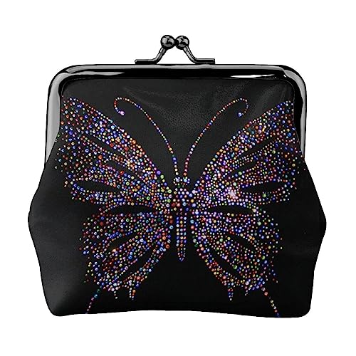 Strass Schmetterling Münze Geldbörse Kuss Schloss Ändern Geldbörse Leder Kleingeld Pouch Kleine Frauen Brieftasche Tasche für Geschenke, Schwarz , Einheitsgröße, Münzbeutel von PEIXEN