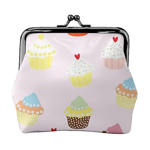 Süße Cupcake Münze Geldbörse Kiss Lock Change Geldbörse Leder Kleingeld Pouch Kleine Frauen Brieftasche Tasche für Geschenke, Schwarz , Einheitsgröße, Münzbeutel von PEIXEN