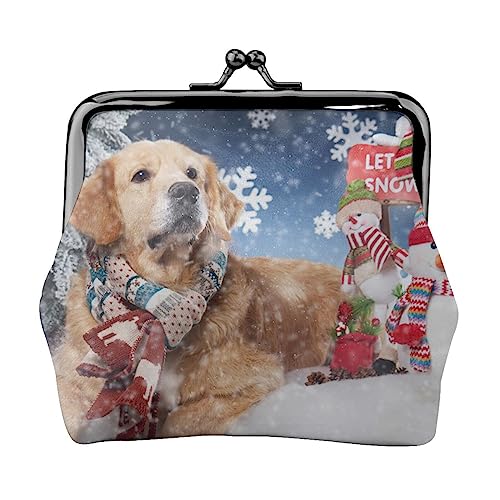 Weihnachten Nette Hund Schneemann Münze Geldbörse Kuss Schloss Ändern Geldbörse Leder Ändern Pouch Kleine Frauen Brieftasche Tasche für Geschenke, Schwarz , Einheitsgröße, Münzbeutel von PEIXEN