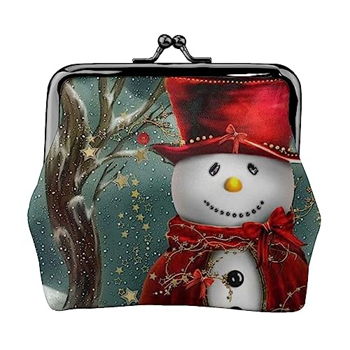 Weihnachten Schneemann Münze Geldbörse Kuss Schloss Ändern Geldbörse Leder Ändern Pouch Kleine Frauen Brieftasche Tasche für Geschenke, Schwarz , Einheitsgröße, Münzbeutel von PEIXEN