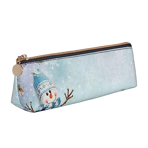 Weihnachten Schneemann Urlaub Geschenke Bleistift Fall Leder Bleistift Tasche Tragbare Kosmetiktasche Dreieck Stift Tasche Aufbewahrungstasche für Arbeit Büro Reisen, weiß, Einheitsgröße von PEIXEN