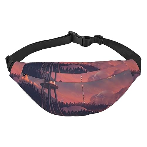 Wolken & Gradienten Bauchtasche für Damen Herren wasserdichte Gürteltasche Mode Crossbody Hüfttaschen Pack für Reisen Sport Wandern, Schwarz, Einheitsgröße, Schwarz , Einheitsgröße von PEIXEN