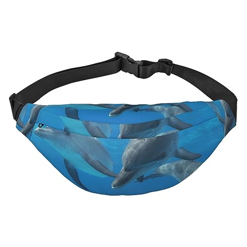 dolphins art Bauchtasche für Damen und Herren, wasserdichte Gürteltasche, modische Umhängetasche, Hüfttaschen, Pack für Reisen, Sport, Wandern, Schwarz, Einheitsgröße, Schwarz , Einheitsgröße von PEIXEN