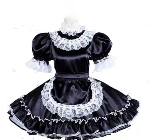 PEIXUEZZHENG Abschließbares Sissy-Satinkleid, Dienstmädchen-Cosplay-Kostüm, maßgeschneidert, für Damen, Größe XXL PEIXUEZZHENG Abschließbares Sissy-Satinkleid, Dienstmädchen-Cosplay-Kostüm, maßgeschneidert, für Damen, Größe XXL von PEIXUEZZHENG