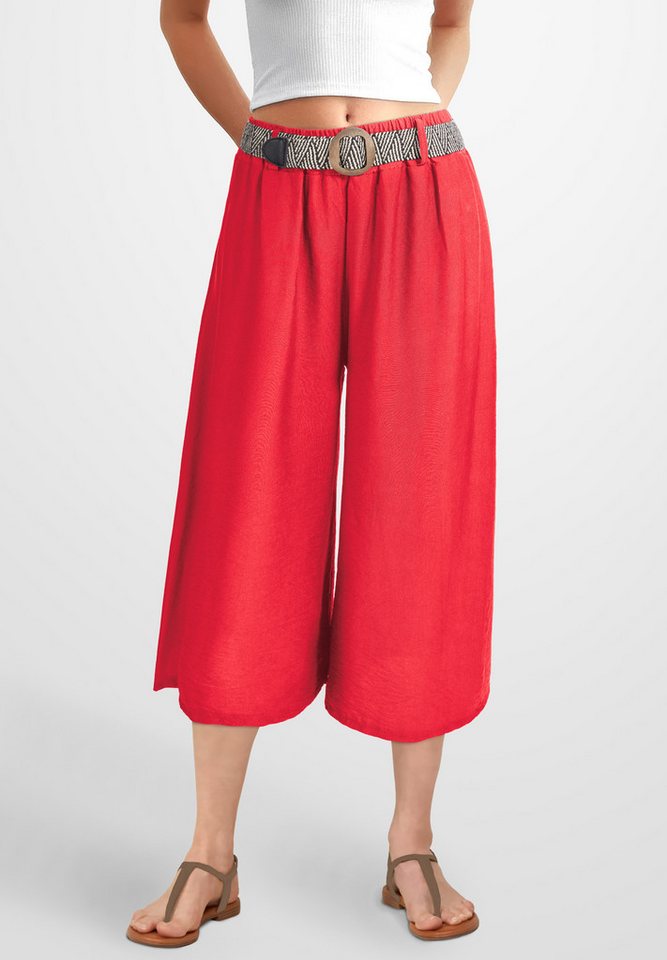 PEKIVESSA 7/8-Hose Culotte mit elastischem Gürtel Sommerhose mit weitem Bein in 7/8-Länge von PEKIVESSA