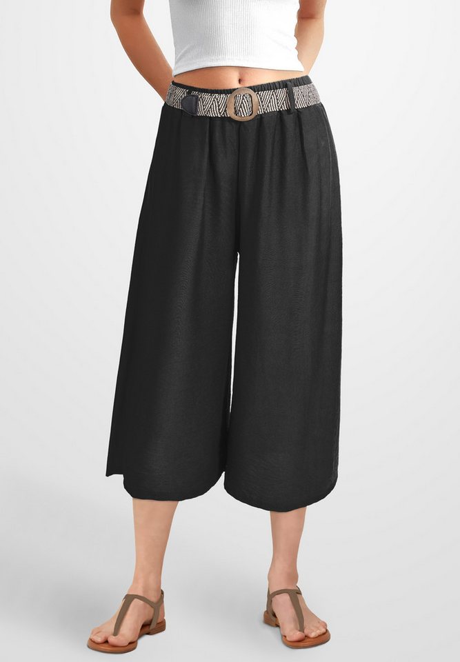 PEKIVESSA 7/8-Hose Culotte mit elastischem Gürtel Sommerhose mit weitem Bein in 7/8-Länge von PEKIVESSA