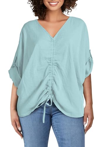 PEKIVESSA Blusentunika mit Fledermausärmel und Turn-up-Ärmel Mint 44-46 (One Size) von PEKIVESSA