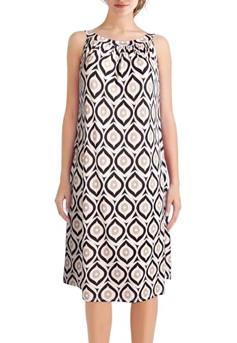 PEKIVESSA Jerseykleid mit Trägern Gemustert ärmellos Ecru-Schwarz-Beige 38-42 (One Size) von PEKIVESSA