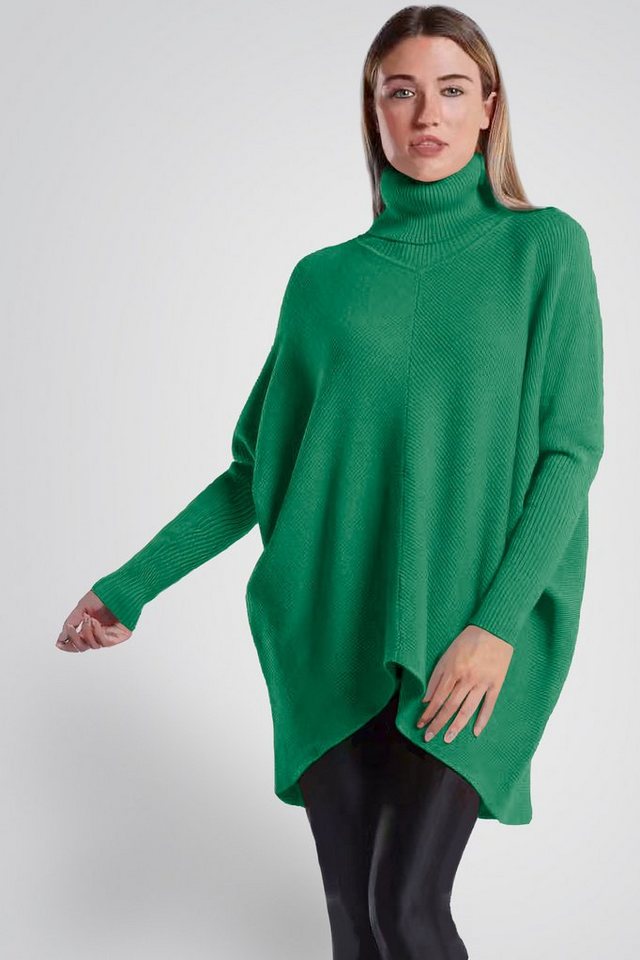 PEKIVESSA Longpullover Oversized langer Rollkragenpullover Damen Fledermausärmel (1-tlg) hinten länger von PEKIVESSA