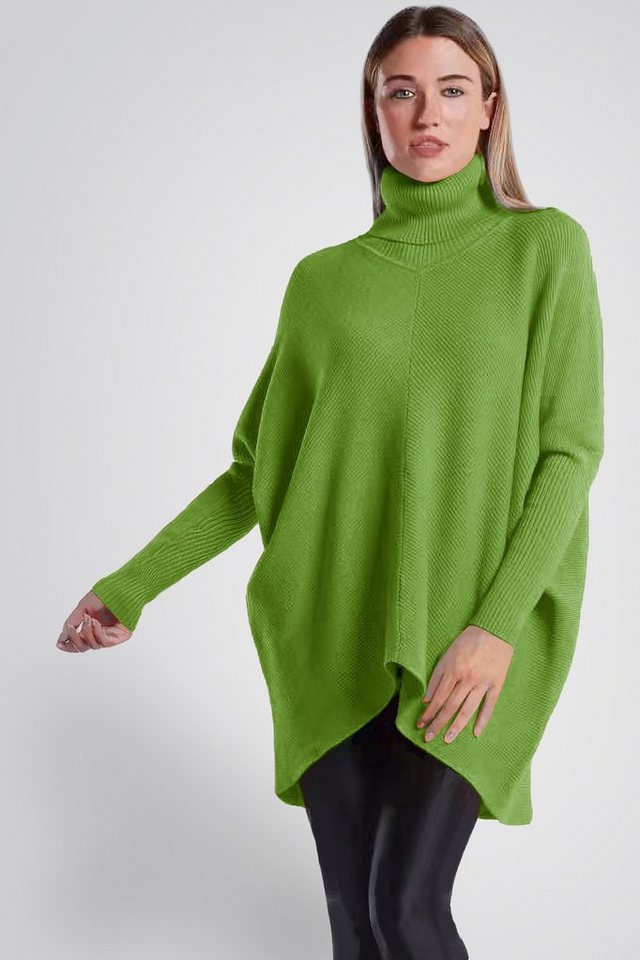 PEKIVESSA Longpullover Oversized langer Rollkragenpullover Damen Fledermausärmel (1-tlg) hinten länger von PEKIVESSA