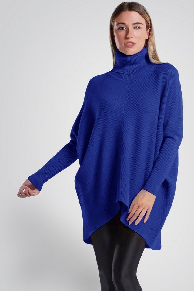 PEKIVESSA Longpullover Oversized langer Rollkragenpullover Damen Fledermausärmel (A-Linie, 1-tlg) hinten länger von PEKIVESSA
