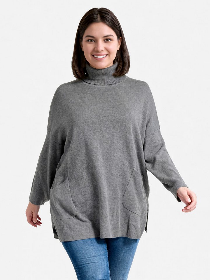 PEKIVESSA Longpullover Stricktunika mit Rollkragen Zwei aufgesetzte Taschen von PEKIVESSA