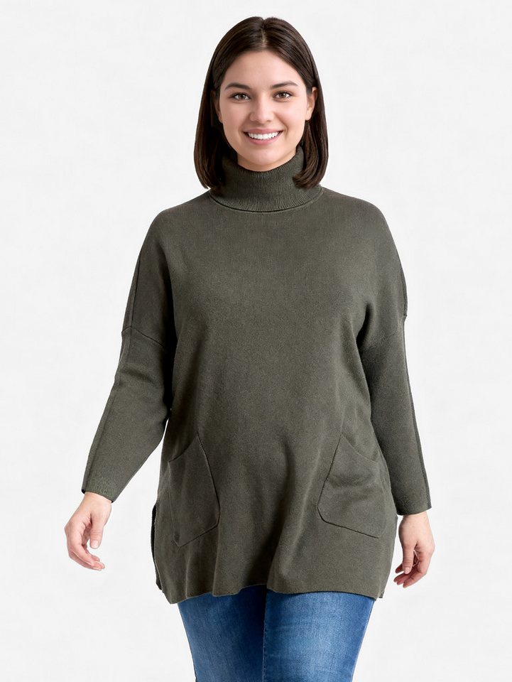 PEKIVESSA Longpullover Stricktunika mit Rollkragen Zwei aufgesetzte Taschen von PEKIVESSA