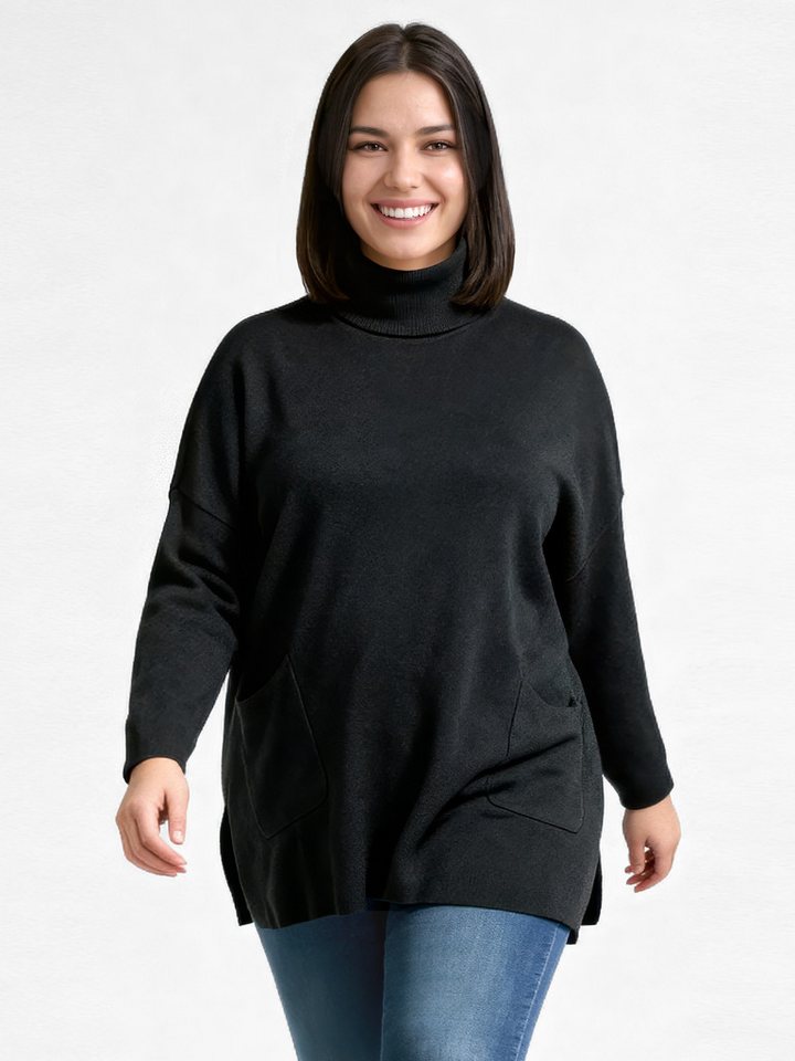 PEKIVESSA Longpullover Stricktunika mit Rollkragen Zwei aufgesetzte Taschen von PEKIVESSA