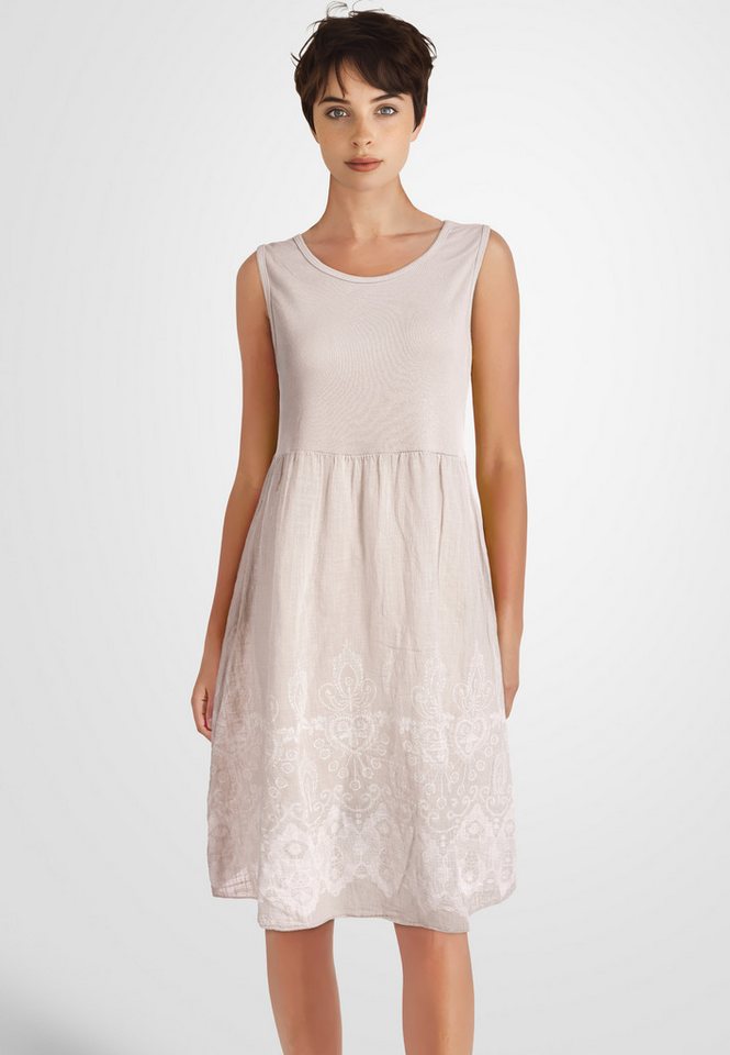 PEKIVESSA Sommerkleid Ärmelloses Trägerkleid aus Rippstrick Rockteil aus Baumwolle Webstoff von PEKIVESSA