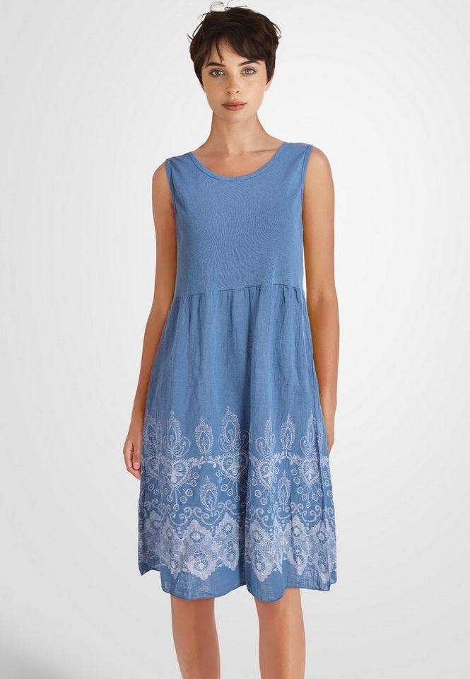 PEKIVESSA Sommerkleid Ärmelloses Trägerkleid aus Rippstrick Rockteil aus Baumwolle Webstoff von PEKIVESSA