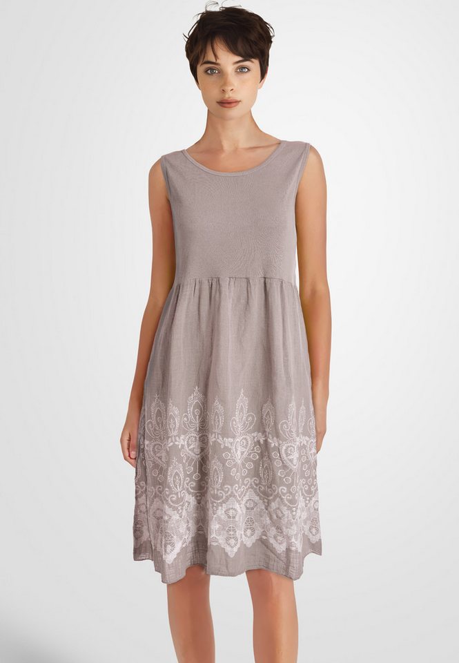 PEKIVESSA Sommerkleid Ärmelloses Trägerkleid aus Rippstrick Rockteil aus Baumwolle Webstoff von PEKIVESSA