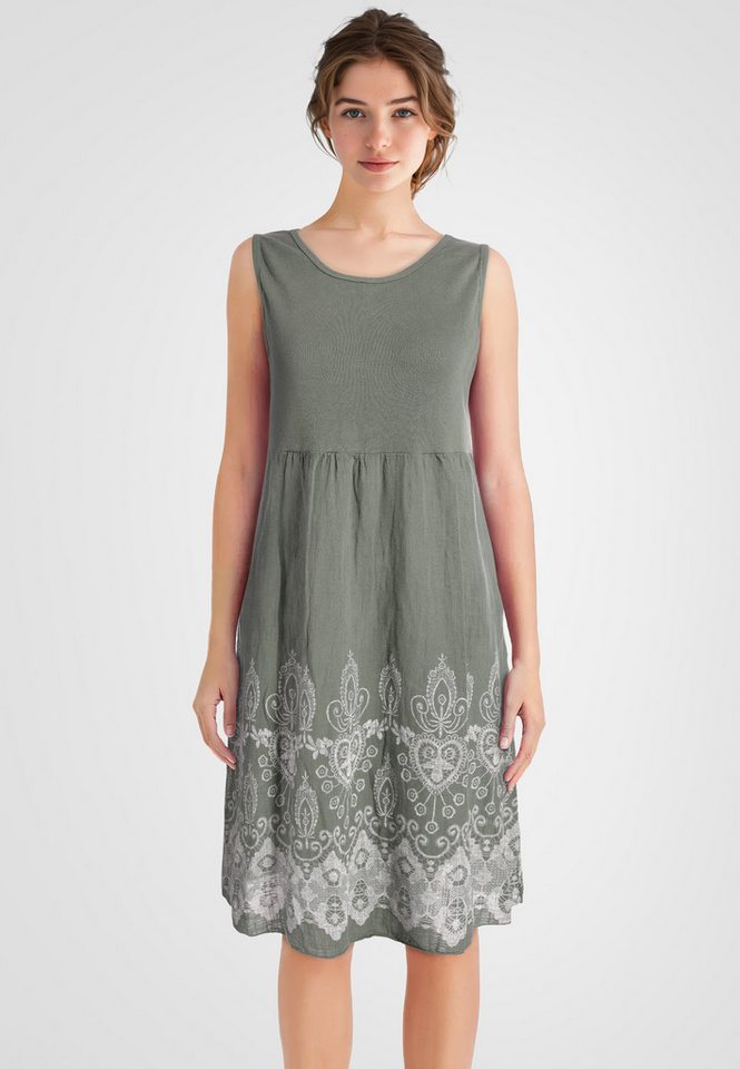 PEKIVESSA Sommerkleid Ärmelloses Trägerkleid aus Rippstrick Rockteil aus Baumwolle Webstoff von PEKIVESSA